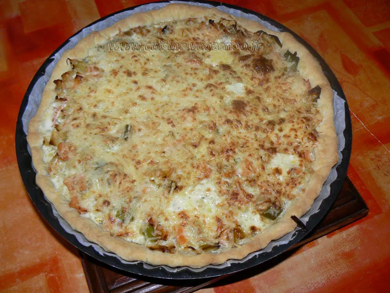 Tarte aux poireaux, truite fumée et philadelphia fin Tarte aux poireaux, truite fumée et philadelphia fin