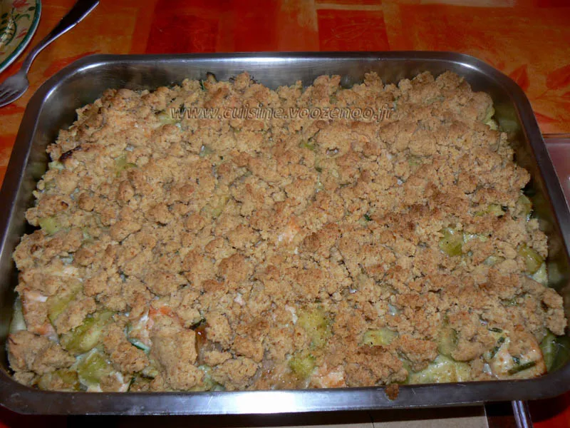 Crumble de saumon et courgettes fin Crumble de saumon et courgettes fin