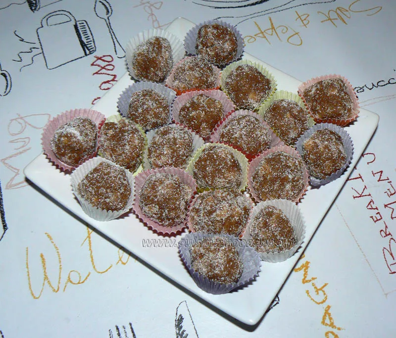 Bouchées noix et café presentation